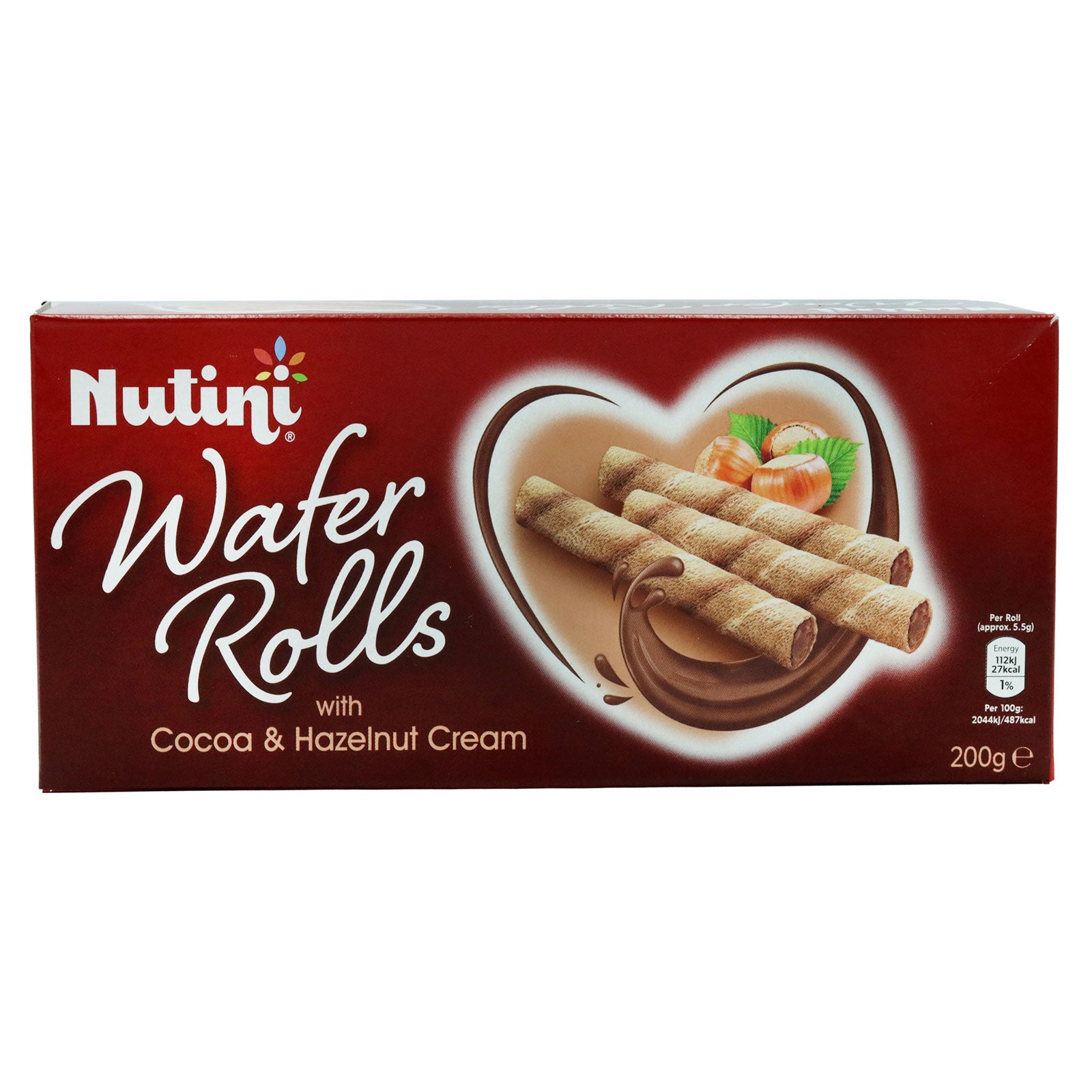 Nutini Wafer Rolls Cocoa & Hazelnut Cream 200g | High Quality Chocolate & Sweets Online - Product Image Nutini Wafer Rolls Cocoa & Hazelnut Cream 200g | High Quality Chocolate & Sweets Online - Product Image